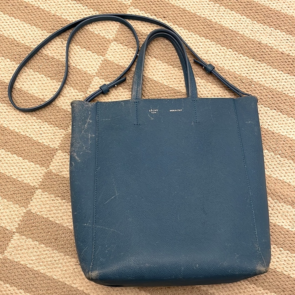 Blue Celine vertical cabas tote